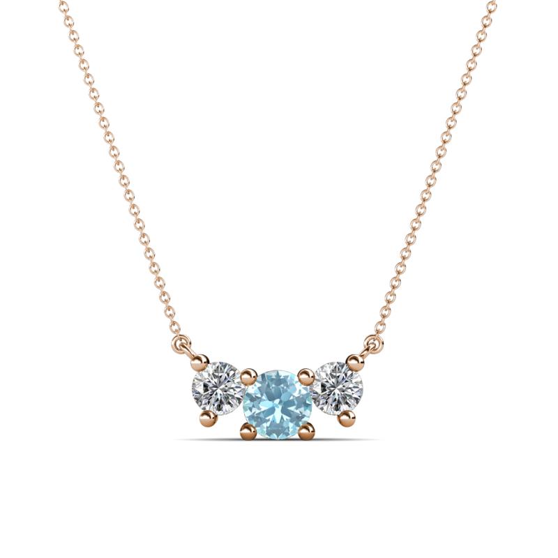 Raia Aquamarine and Diamond Three Stone Pendant 