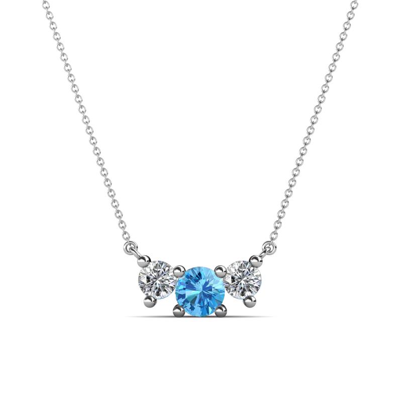 Raia Blue Topaz and Diamond Three Stone Pendant 
