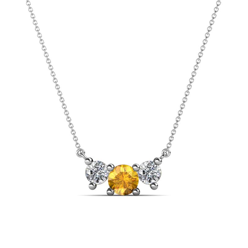 Raia Citrine and Diamond Three Stone Pendant 