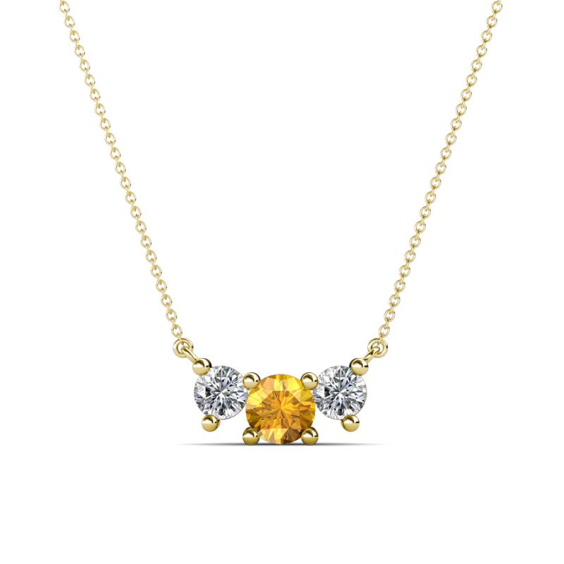 Raia Citrine and Diamond Three Stone Pendant 