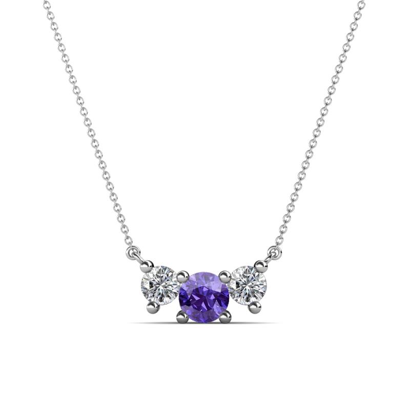Raia Iolite and Diamond Three Stone Pendant 