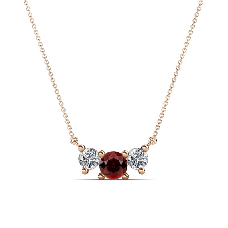 Raia Red Garnet and Diamond Three Stone Pendant 