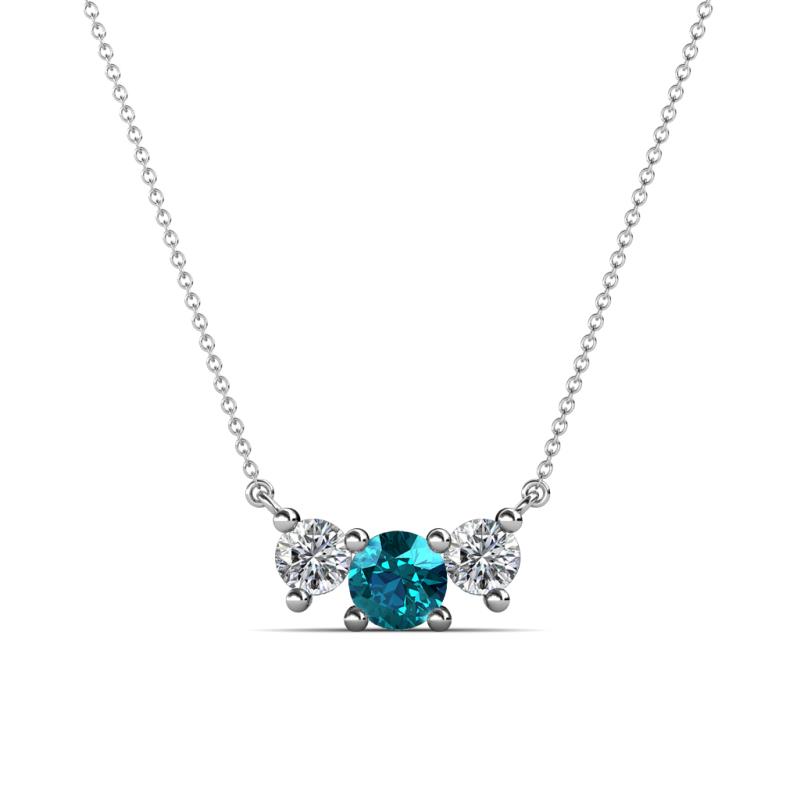 Raia London Blue Topaz and Diamond Three Stone Pendant 