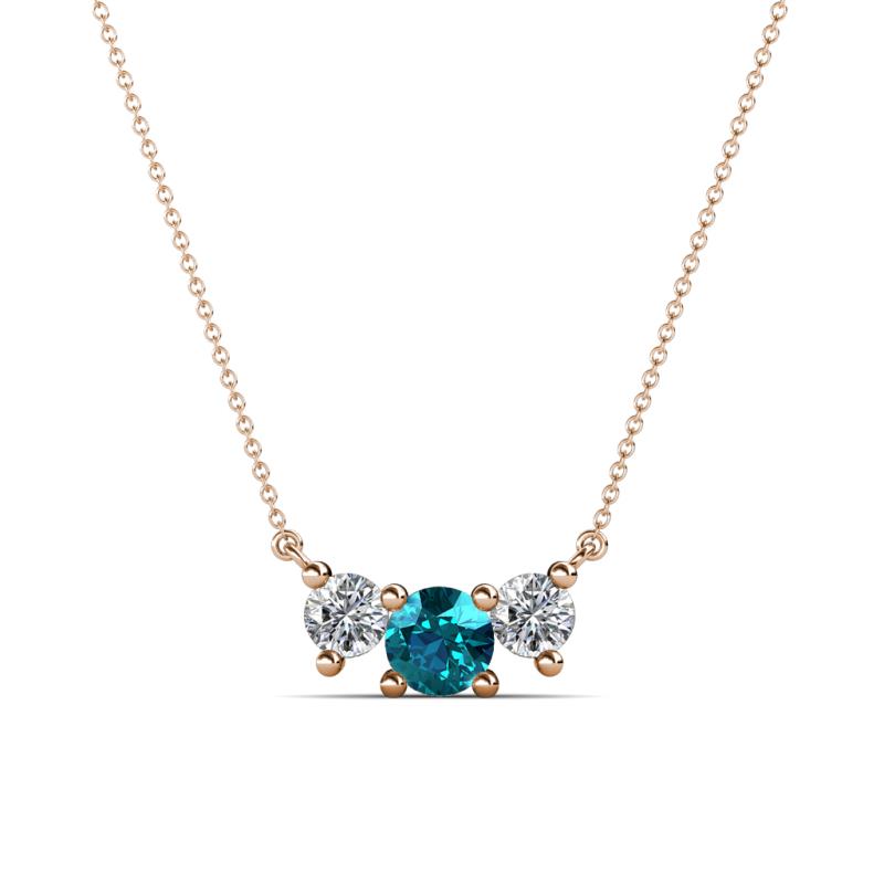 Raia London Blue Topaz and Diamond Three Stone Pendant 