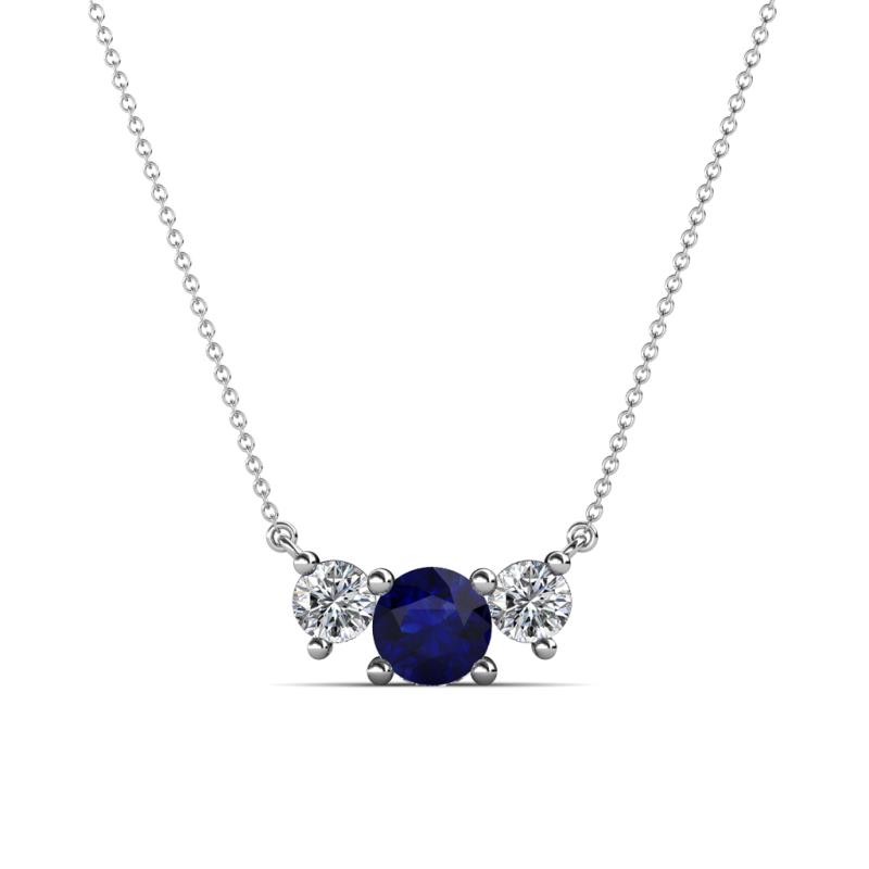 Raia Blue Sapphire and Diamond Three Stone Pendant 
