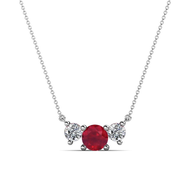 Raia Ruby and Diamond Three Stone Pendant 