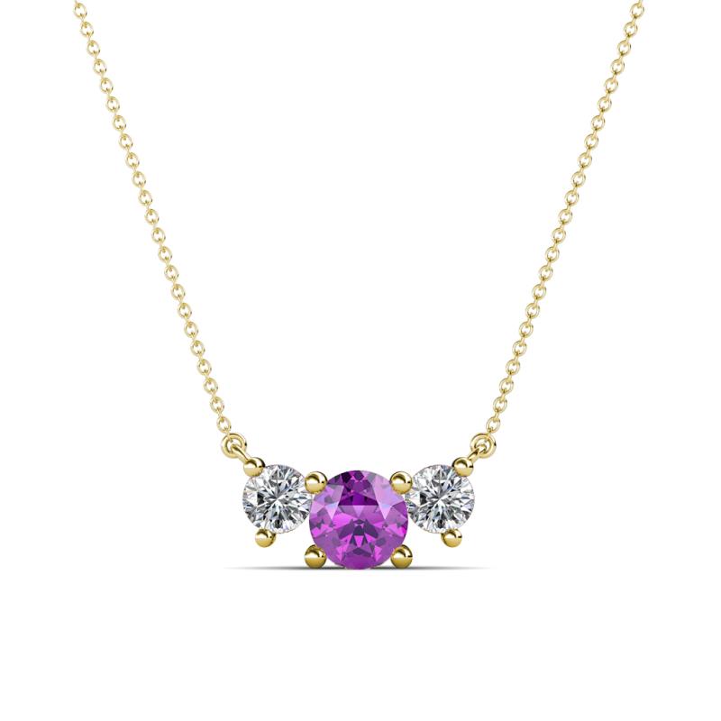 Raia Amethyst and Diamond Three Stone Pendant 