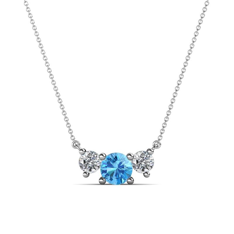 Raia Blue Topaz and Diamond Three Stone Pendant 