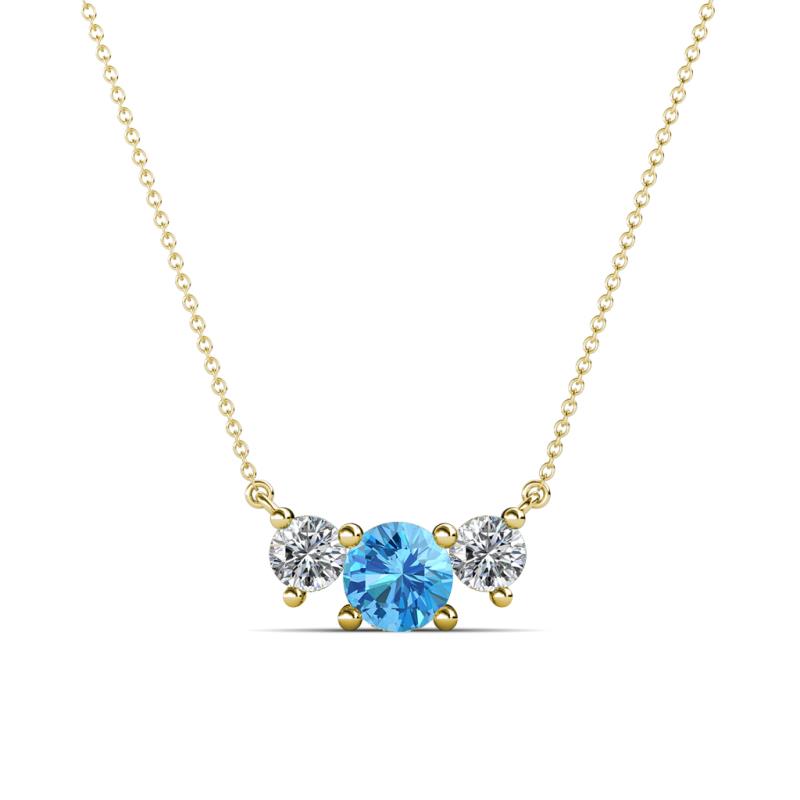 Raia Blue Topaz and Diamond Three Stone Pendant 