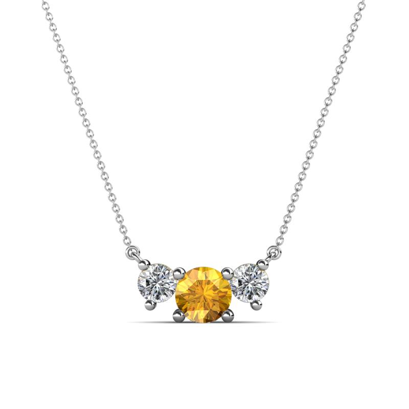 Raia Citrine and Diamond Three Stone Pendant 