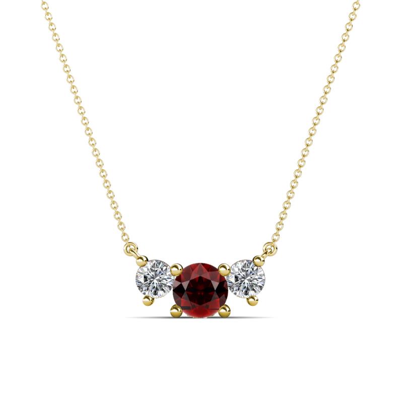 Raia Red Garnet and Diamond Three Stone Pendant 