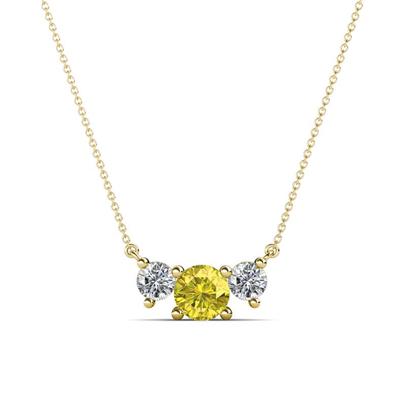 Raia Yellow and White Diamond Three Stone Pendant 
