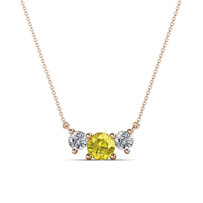 Raia Yellow and White Diamond Three Stone Pendant 