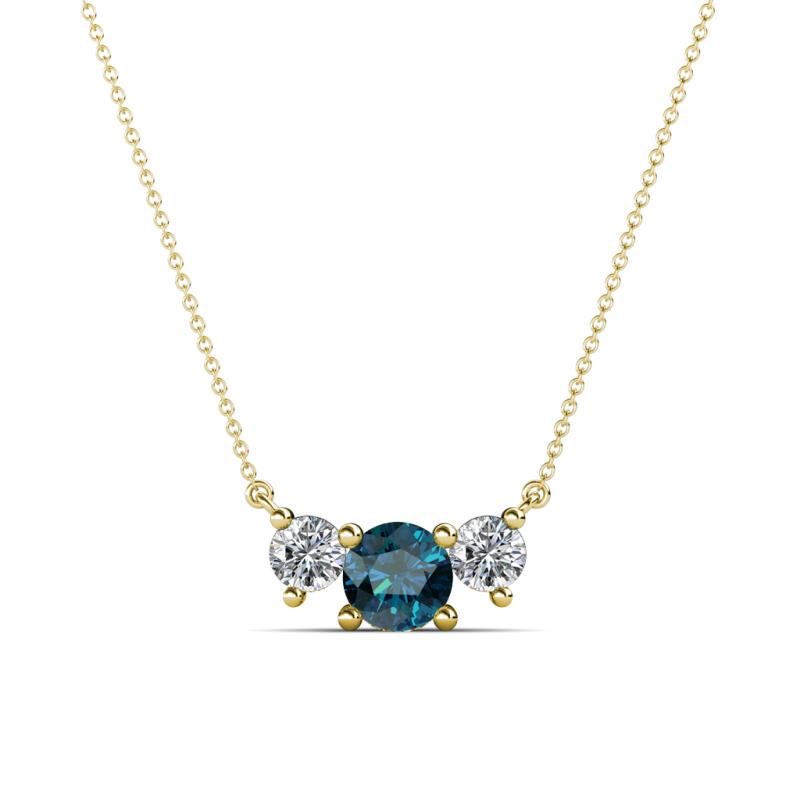 Raia Blue and White Diamond Three Stone Pendant 
