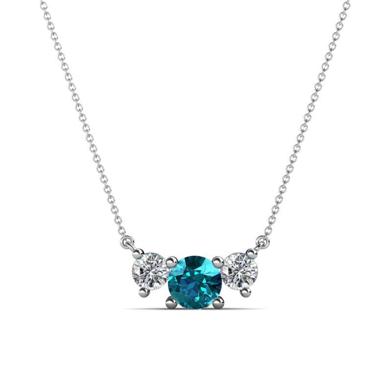 Raia London Blue Topaz and Diamond Three Stone Pendant 