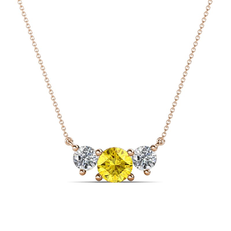 Raia Yellow Sapphire and Diamond Three Stone Pendant 
