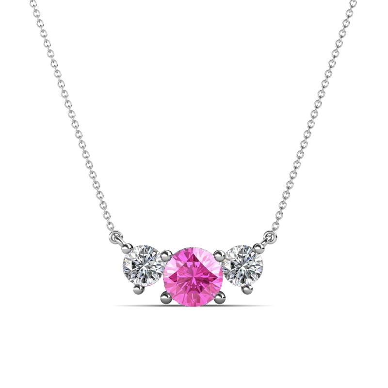 Raia Pink Sapphire and Diamond Three Stone Pendant 