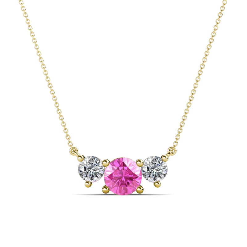 Raia Pink Sapphire and Diamond Three Stone Pendant 