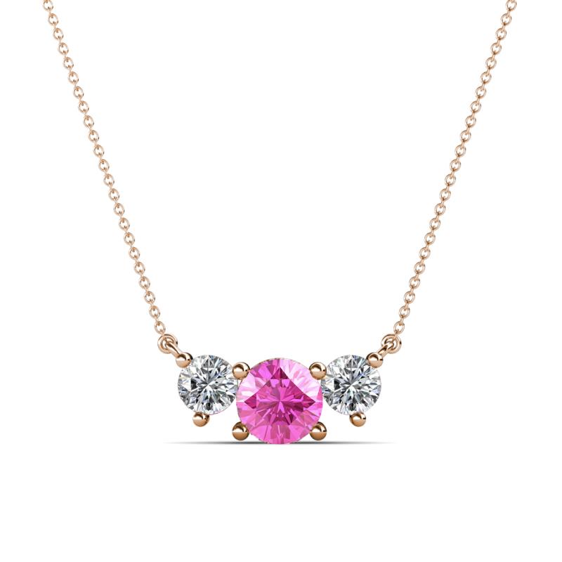 Raia Pink Sapphire and Diamond Three Stone Pendant 