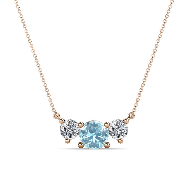 Raia Aquamarine and Diamond Three Stone Pendant 