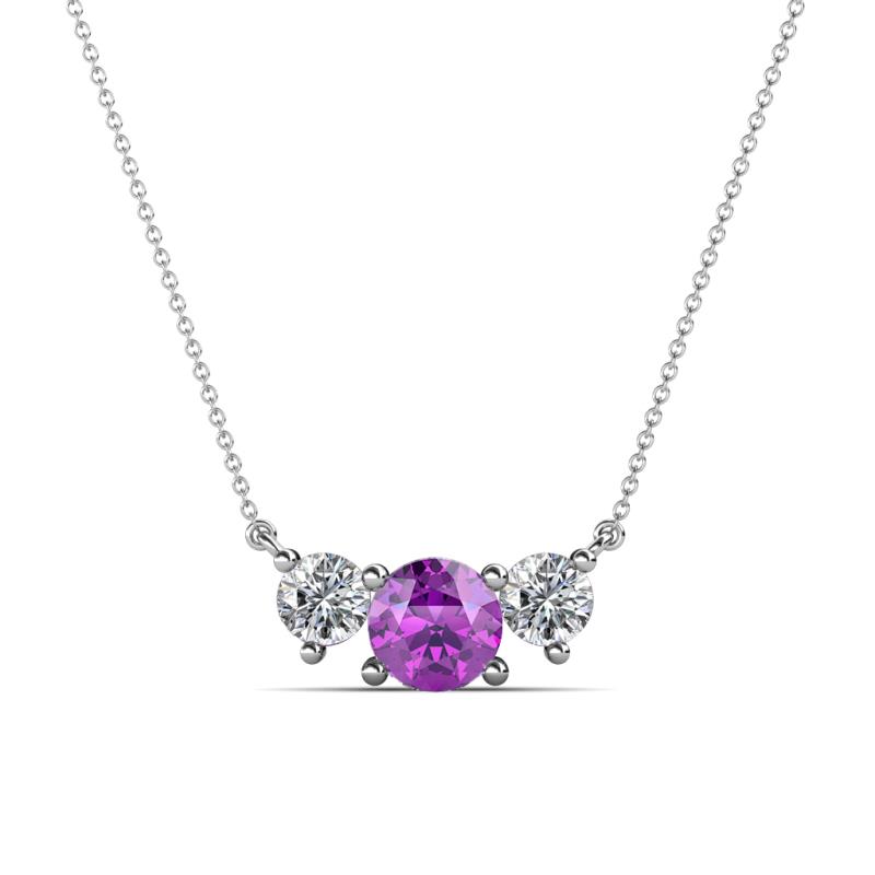 Raia Amethyst and Diamond Three Stone Pendant 