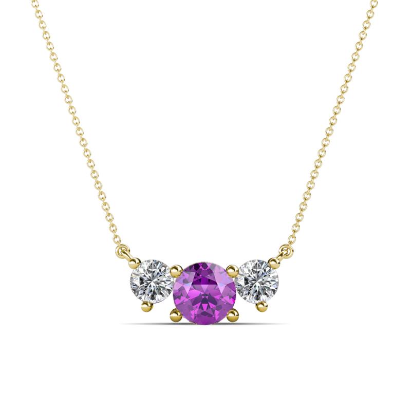 Raia Amethyst and Diamond Three Stone Pendant 