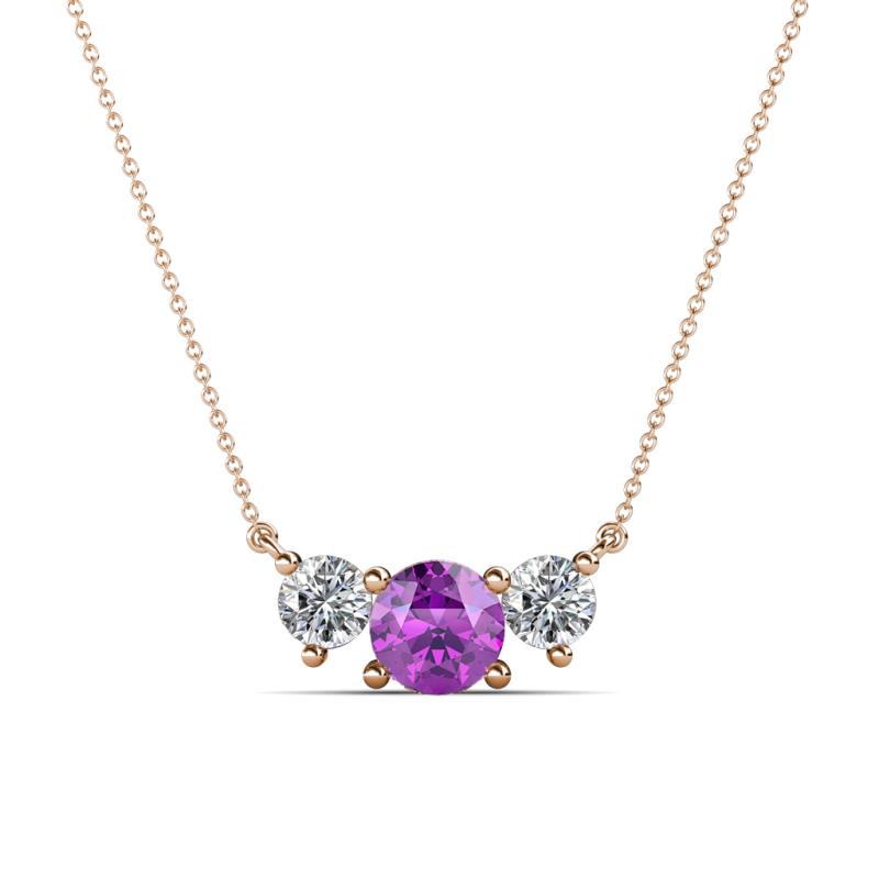 Raia Amethyst and Diamond Three Stone Pendant 