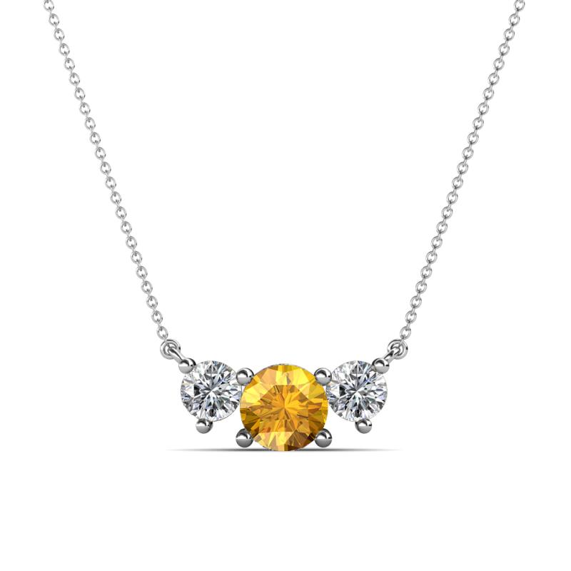 Raia Citrine and Diamond Three Stone Pendant 