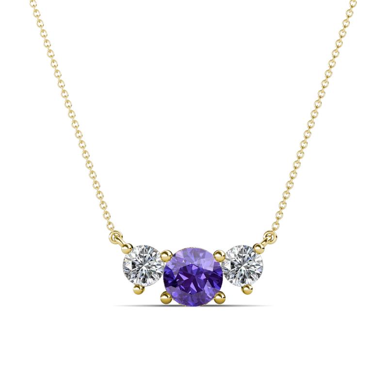 Raia Iolite and Diamond Three Stone Pendant 