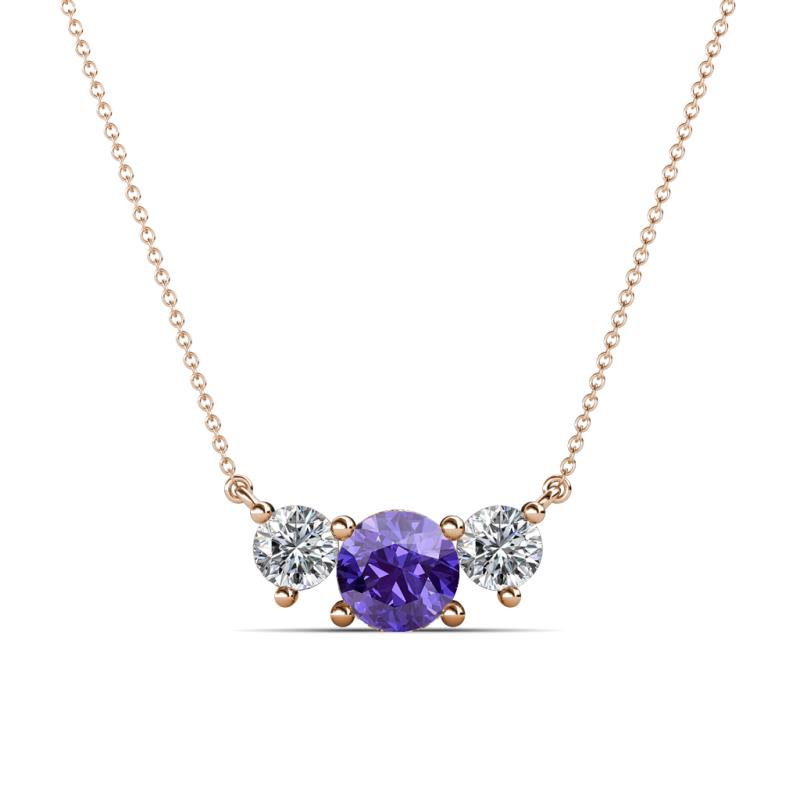 Raia Iolite and Diamond Three Stone Pendant 