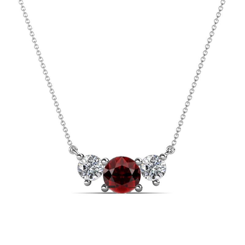 Raia Red Garnet and Diamond Three Stone Pendant 
