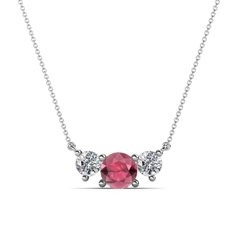 Raia Rhodolite Garnet and Diamond Three Stone Pendant 