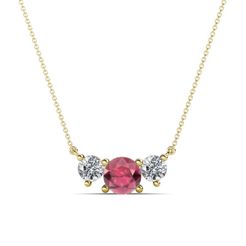 Raia Rhodolite Garnet and Diamond Three Stone Pendant 