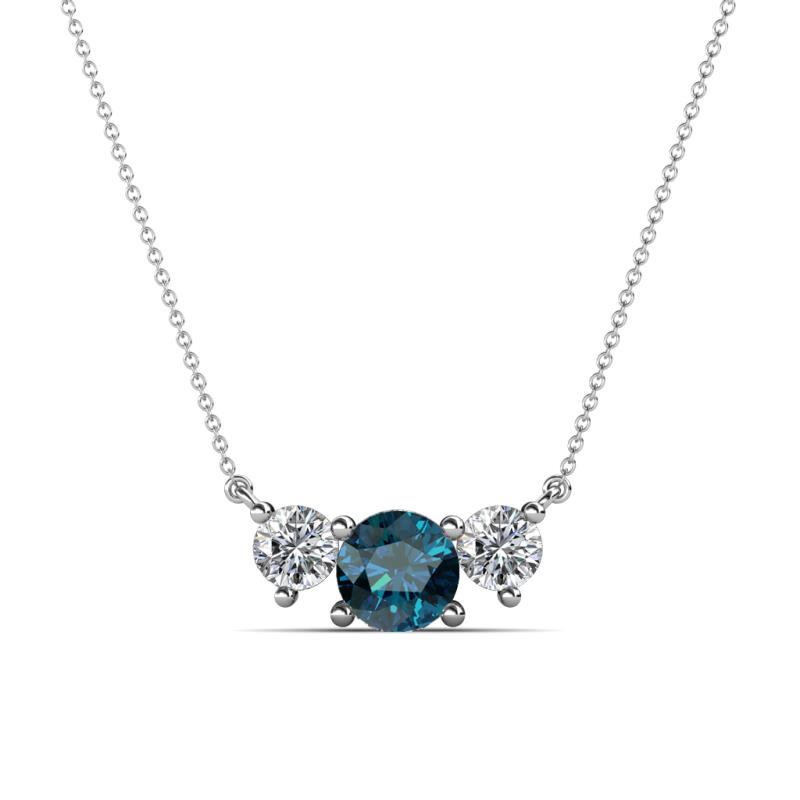 Raia Blue and White Diamond Three Stone Pendant 