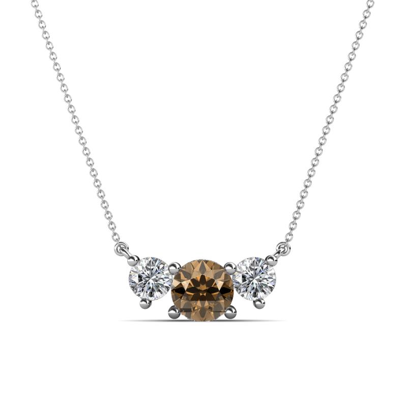 Raia Smoky Quartz and Diamond Three Stone Pendant 