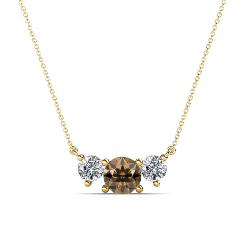 Raia Smoky Quartz and Diamond Three Stone Pendant 