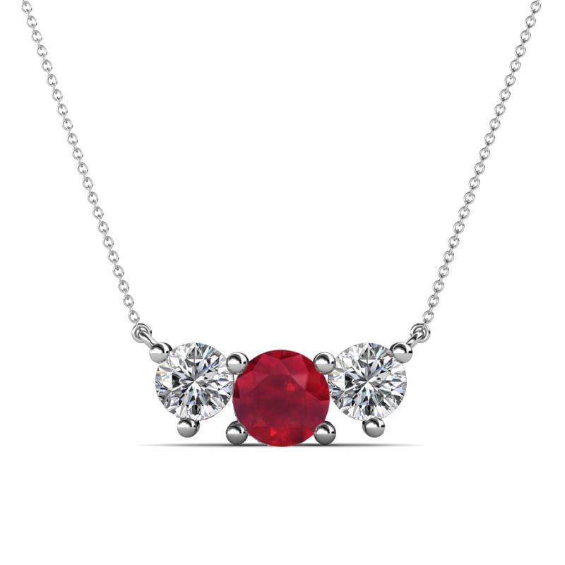 Raia Ruby and Diamond Three Stone Pendant 
