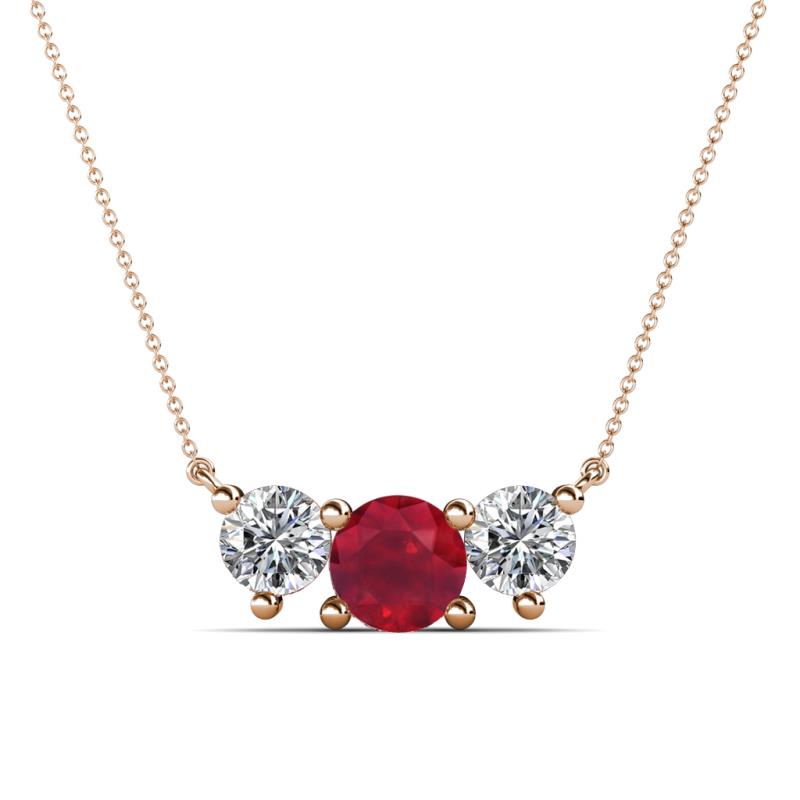 Raia Ruby and Diamond Three Stone Pendant 