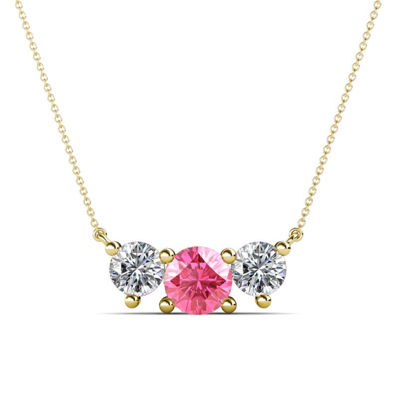 Raia Pink Tourmaline and Diamond Three Stone Pendant 