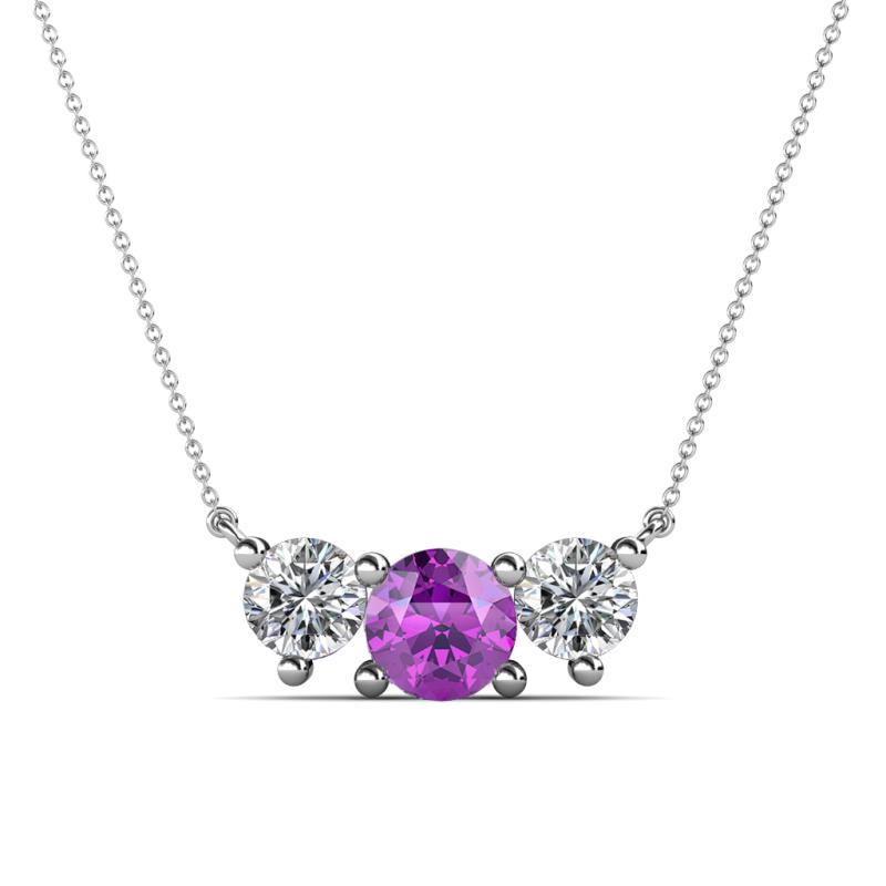 Raia Amethyst and Diamond Three Stone Pendant 