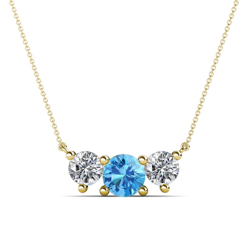 Raia Blue Topaz and Diamond Three Stone Pendant 