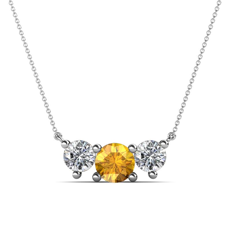 Raia Citrine and Diamond Three Stone Pendant 