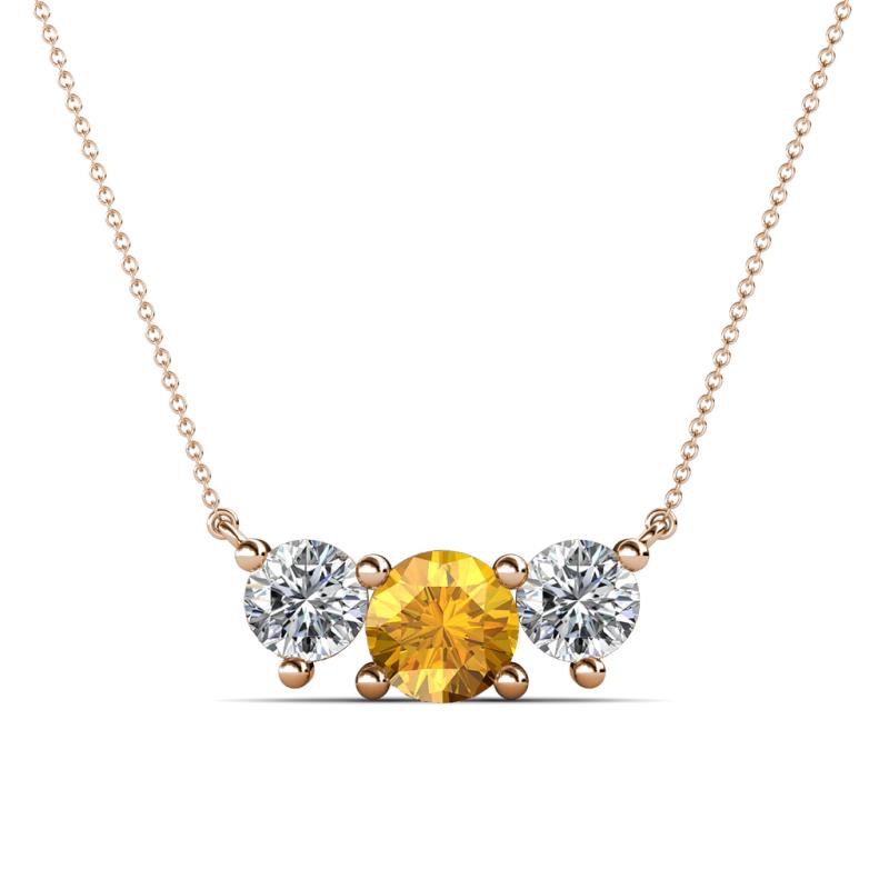 Raia Citrine and Diamond Three Stone Pendant 