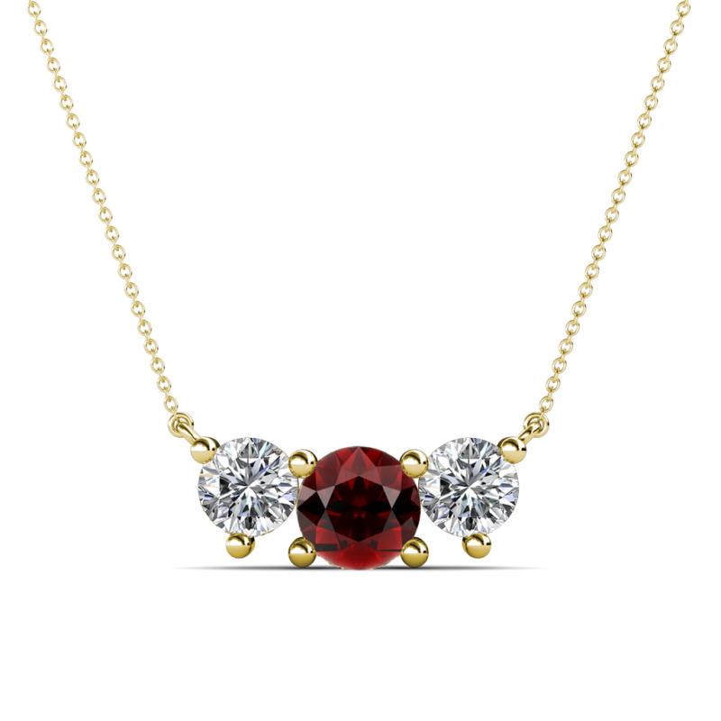 Raia Red Garnet and Diamond Three Stone Pendant 