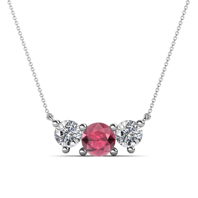 Raia Rhodolite Garnet and Diamond Three Stone Pendant 