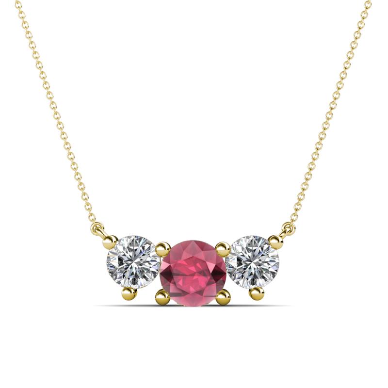 Raia Rhodolite Garnet and Diamond Three Stone Pendant 