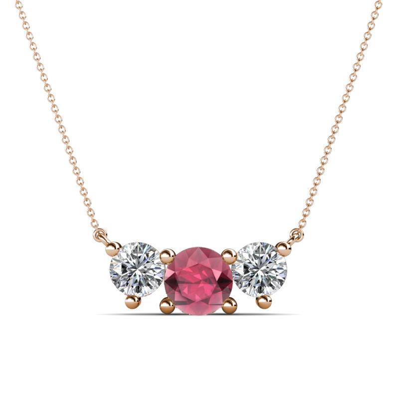 Raia Rhodolite Garnet and Diamond Three Stone Pendant 