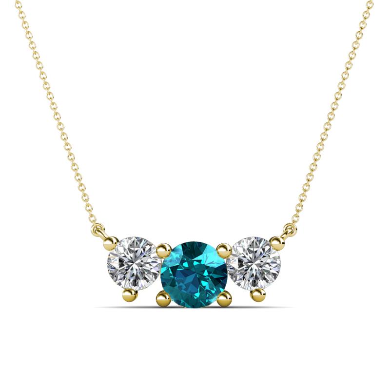 Raia London Blue Topaz and Diamond Three Stone Pendant 