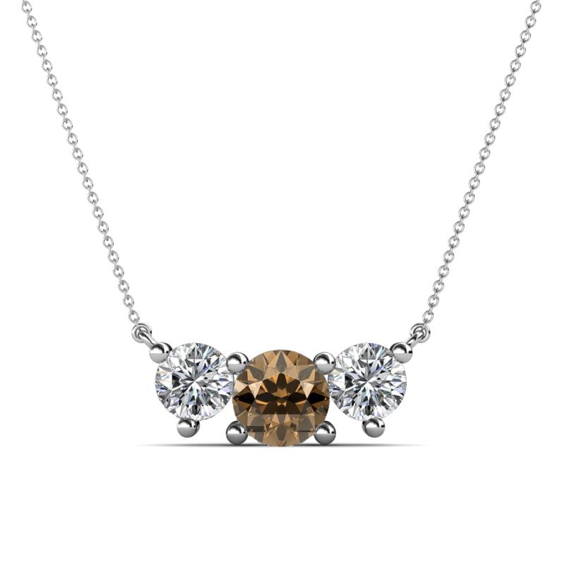 Raia Smoky Quartz and Diamond Three Stone Pendant 