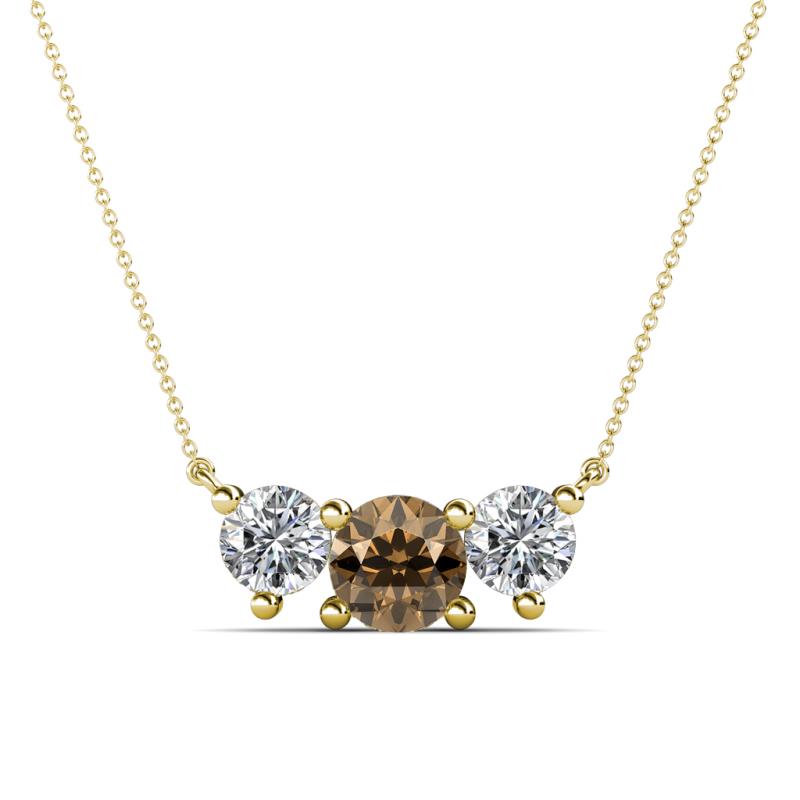 Raia Smoky Quartz and Diamond Three Stone Pendant 